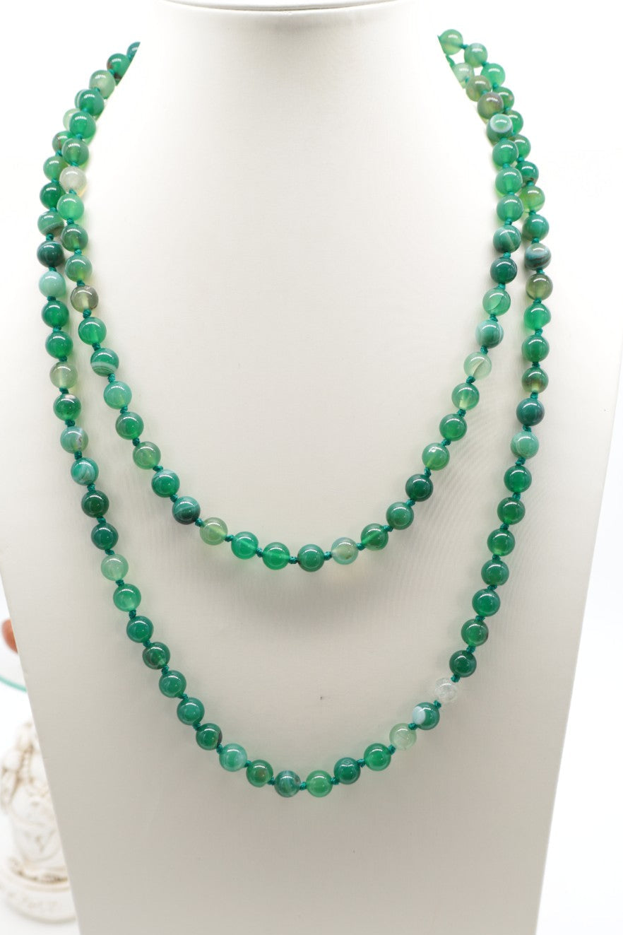 Collana Lunga Agata Verde Fasciata Essential – 120 cm