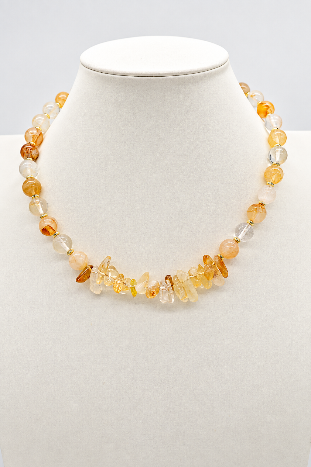 Collana Girocollo in Quarzo Ematoide Giallo e Citrino
