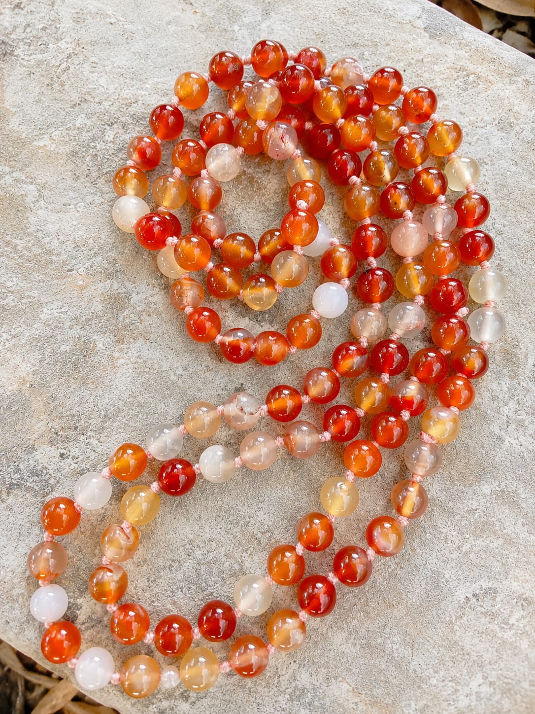Collana Lunga in Corniola Multicolor Naturale – 120 cm