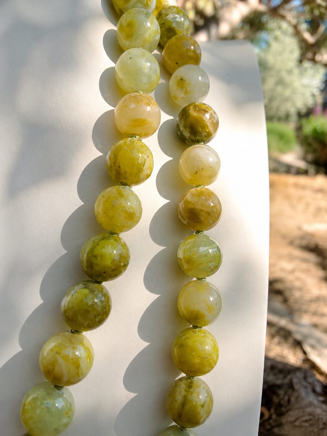 Collana Lunga Annodata in Quarzo Lemon Mediterraneo 120 cm