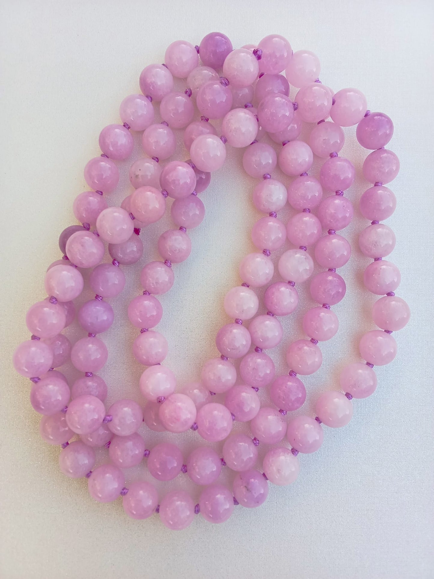 Collana Lunga in Giada Rosa Orchidea Naturale 120 cm – Pietre 10 mm