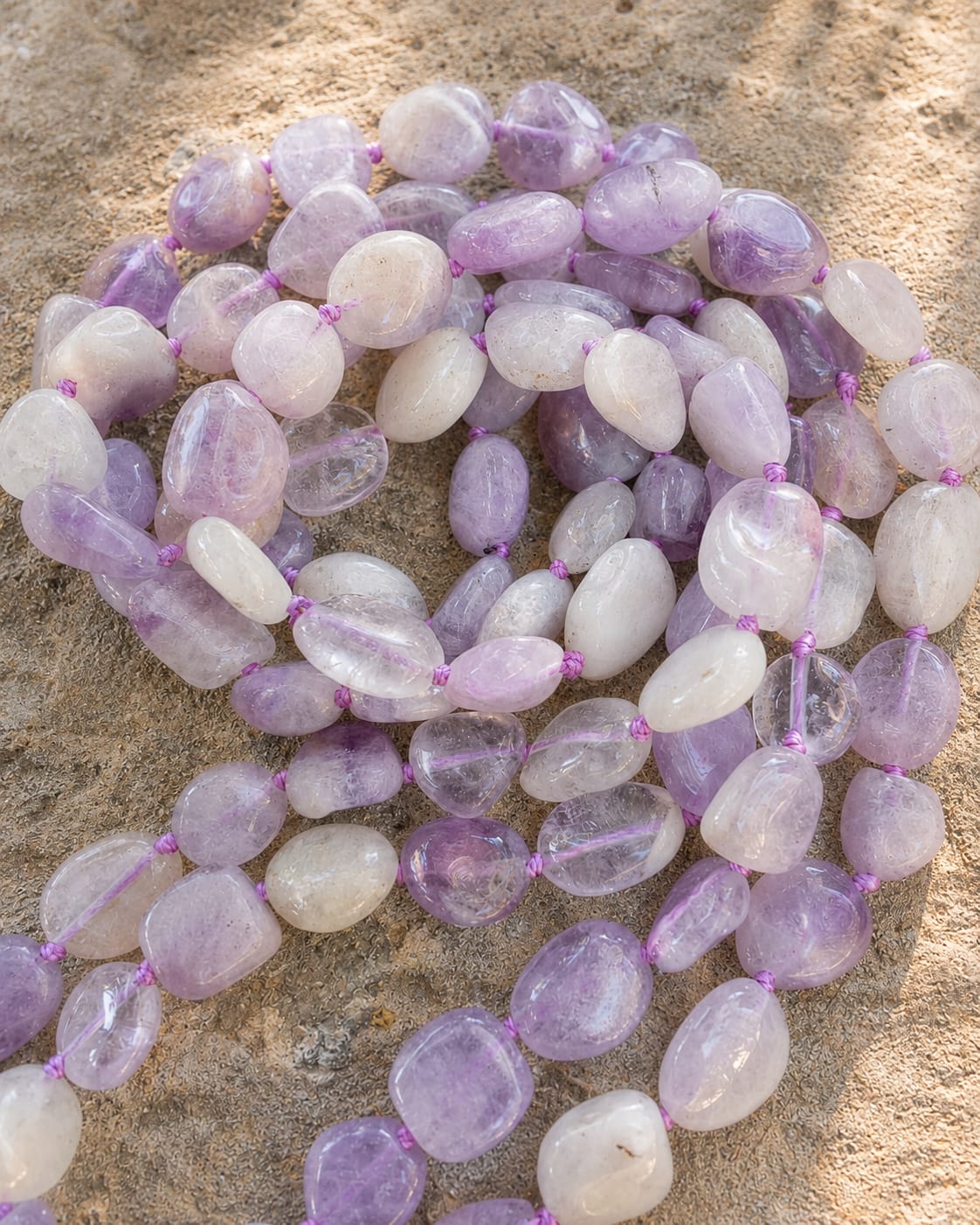 Collana Lunga Ametista Lavanda Naturale 120 cm