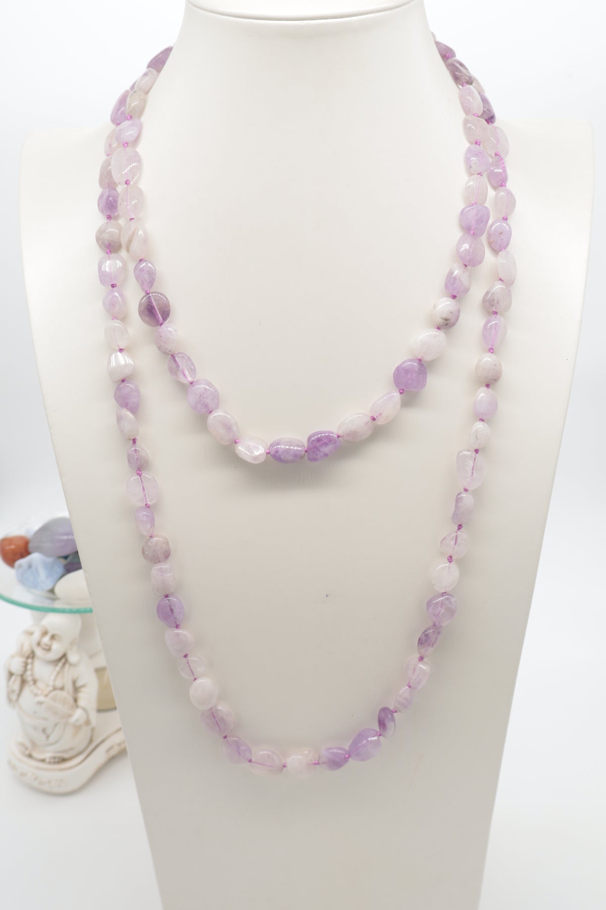 Collana Lunga Ametista Lavanda Naturale 120 cm