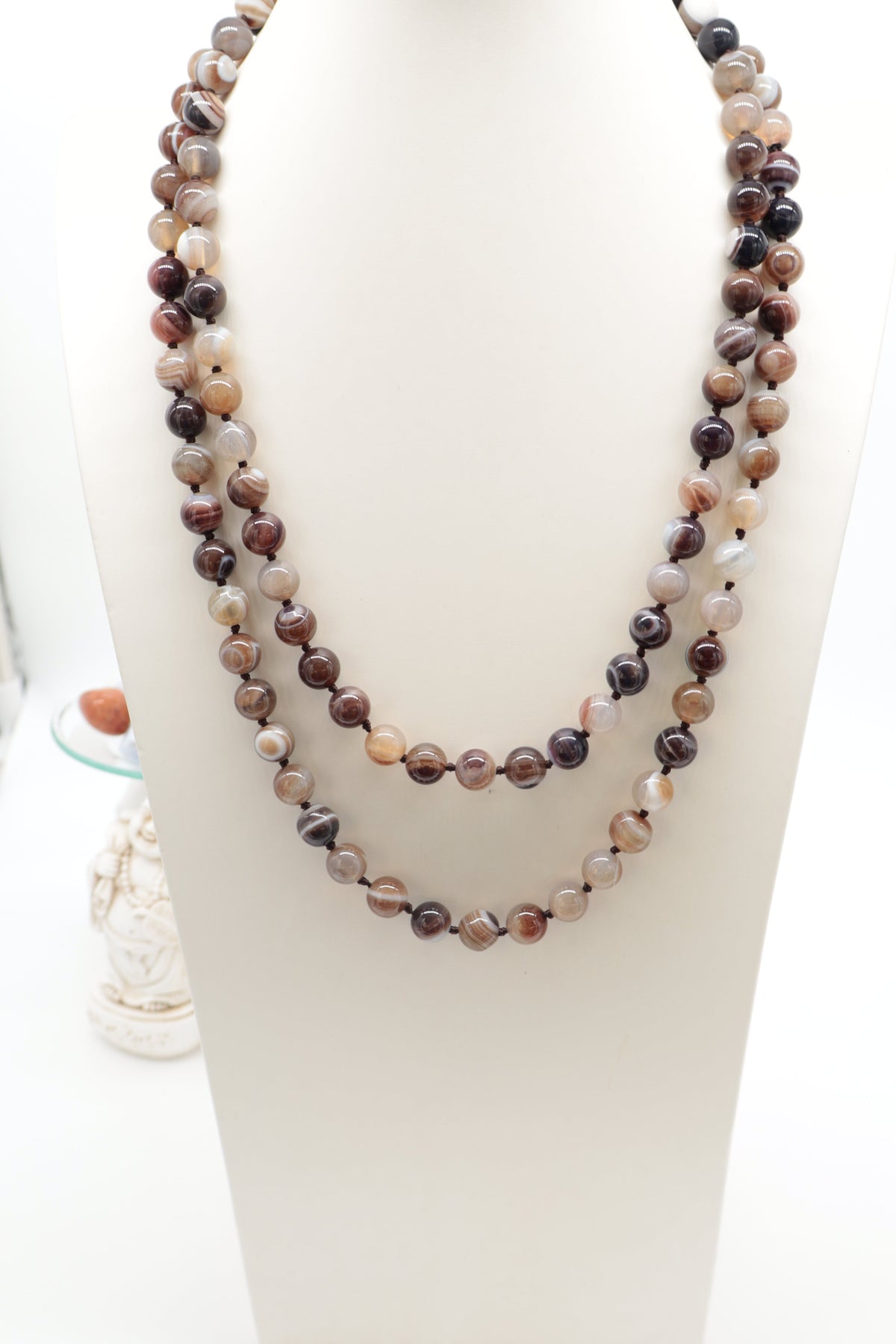 Collar de 120 cm de ágata bandeada natural - cuentas de 10 mm