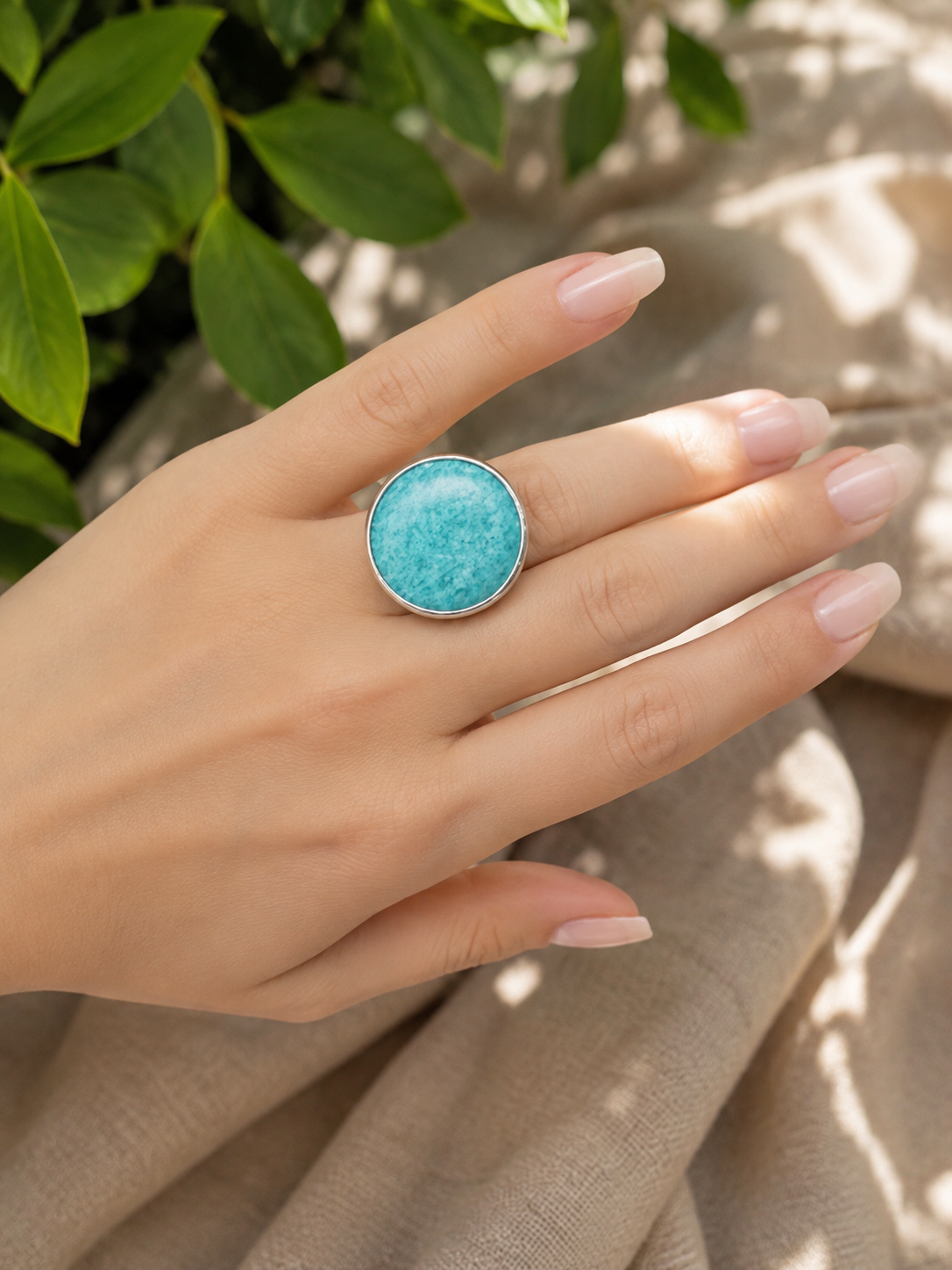 Anello Regolabile in Amazzonite Turchese