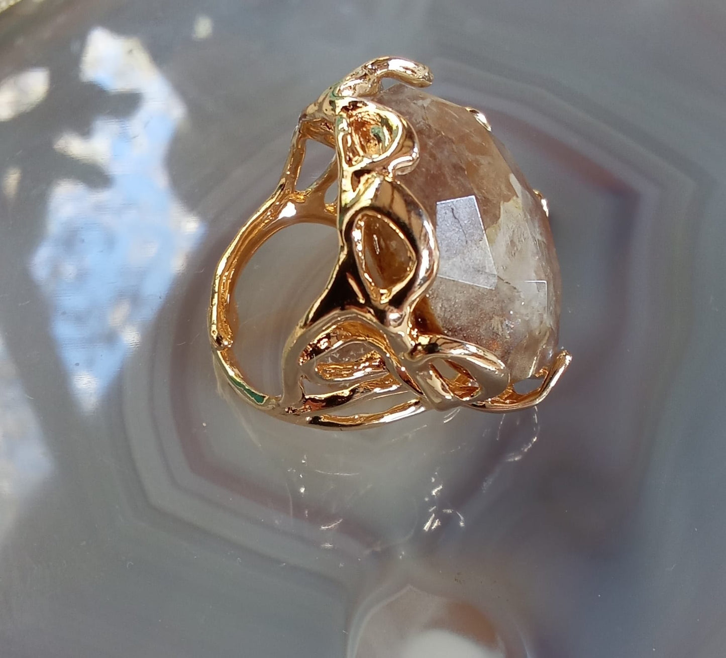 Anello in Cristallo di Rocca ambrato