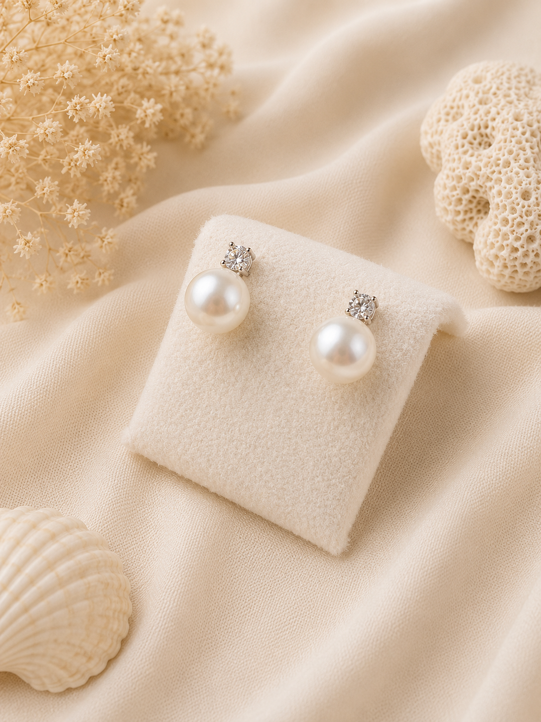 Orecchini Biricchini in Perla Naturale 8 mm e Cubic Zirconia | Argento 925