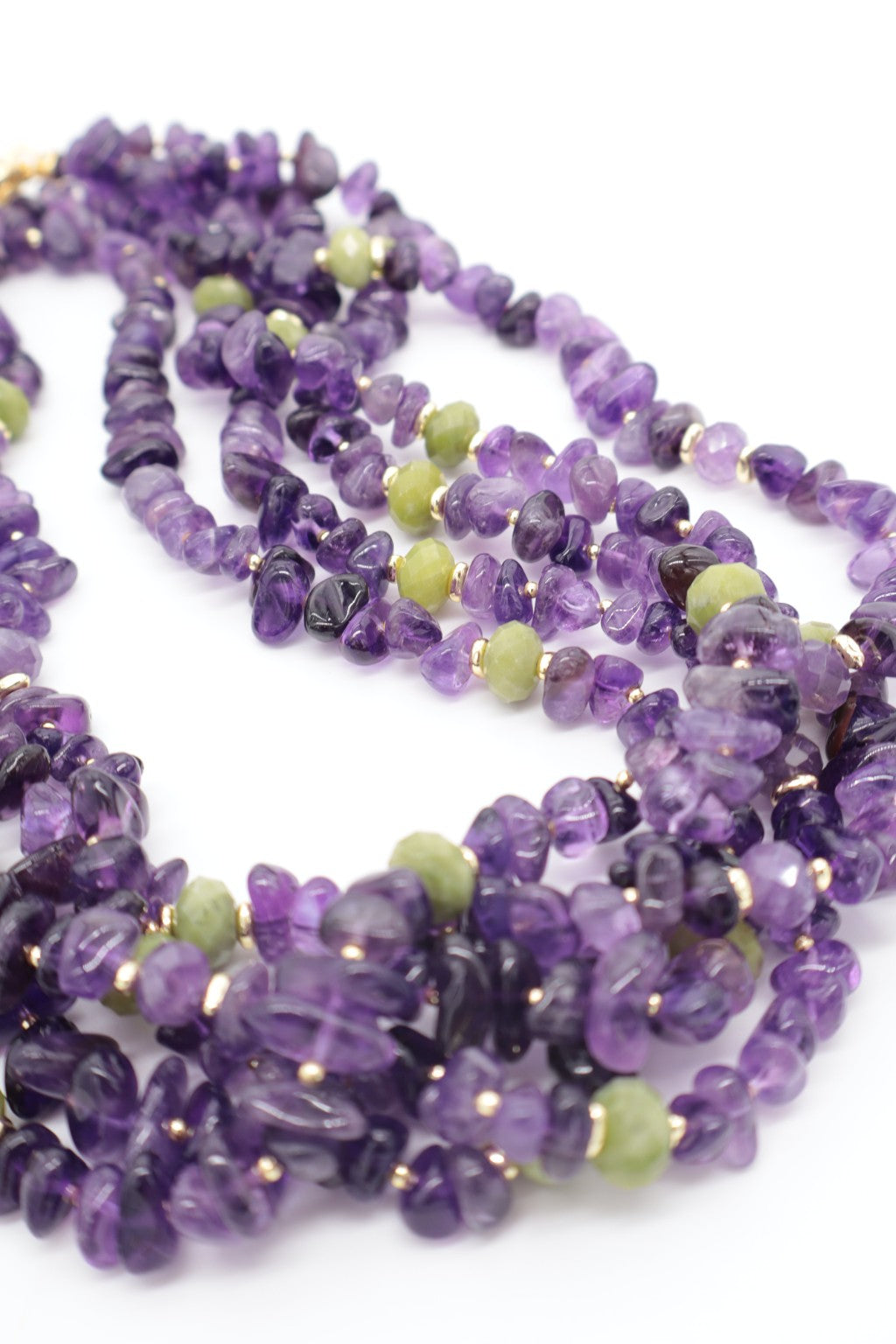 Collana annodata in malachite naturale con sfere da 14 mm, lunga 120 cm, realizzata a mano da Eterea Natural Stone.