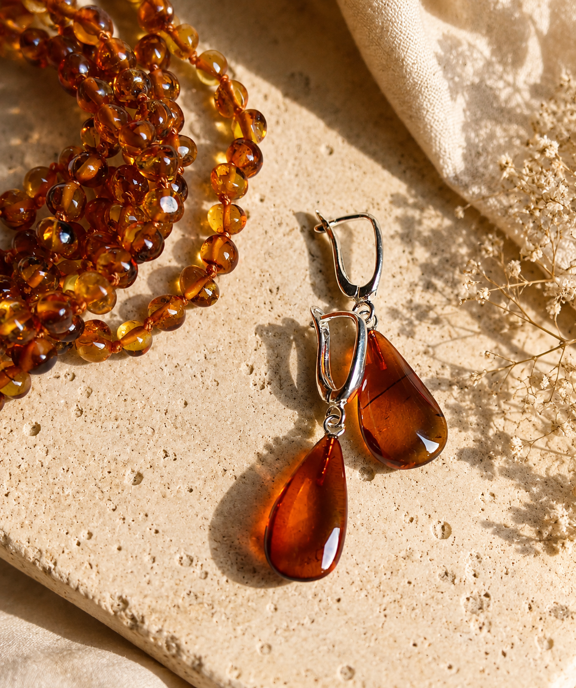Orecchini in Argento 925 con Ambra Baltica Naturale | Eterea Natural Stone