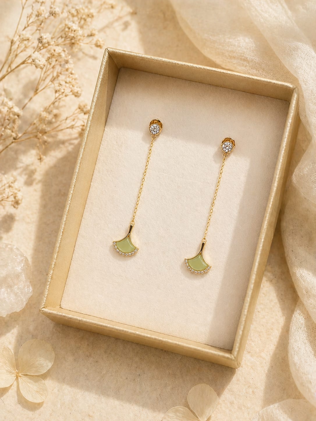 Orecchini Pendenti in Argento 925 Placcato Oro con Cristalli