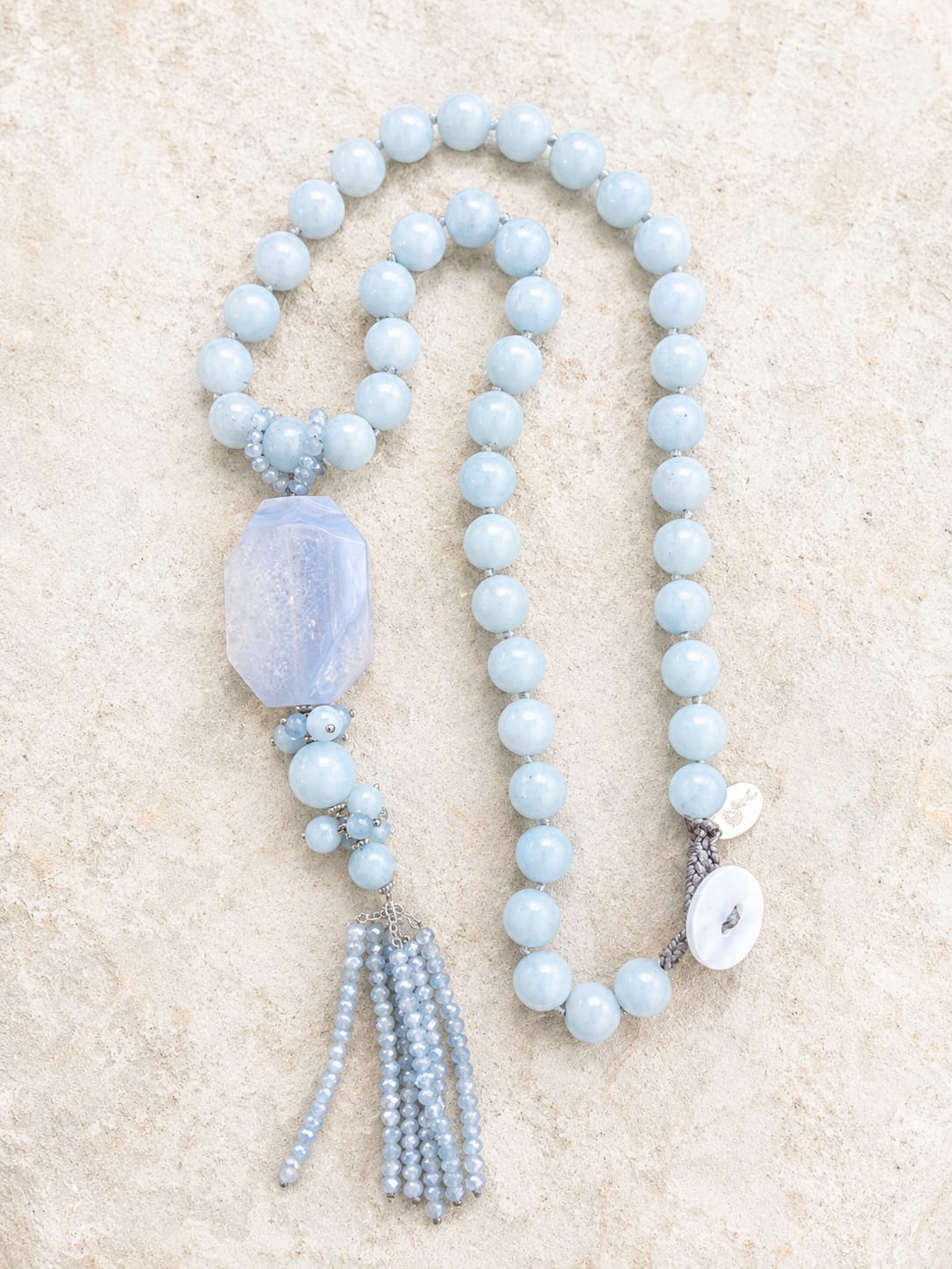 Collana Girocollo in Cianite Celeste e Agata Celeste