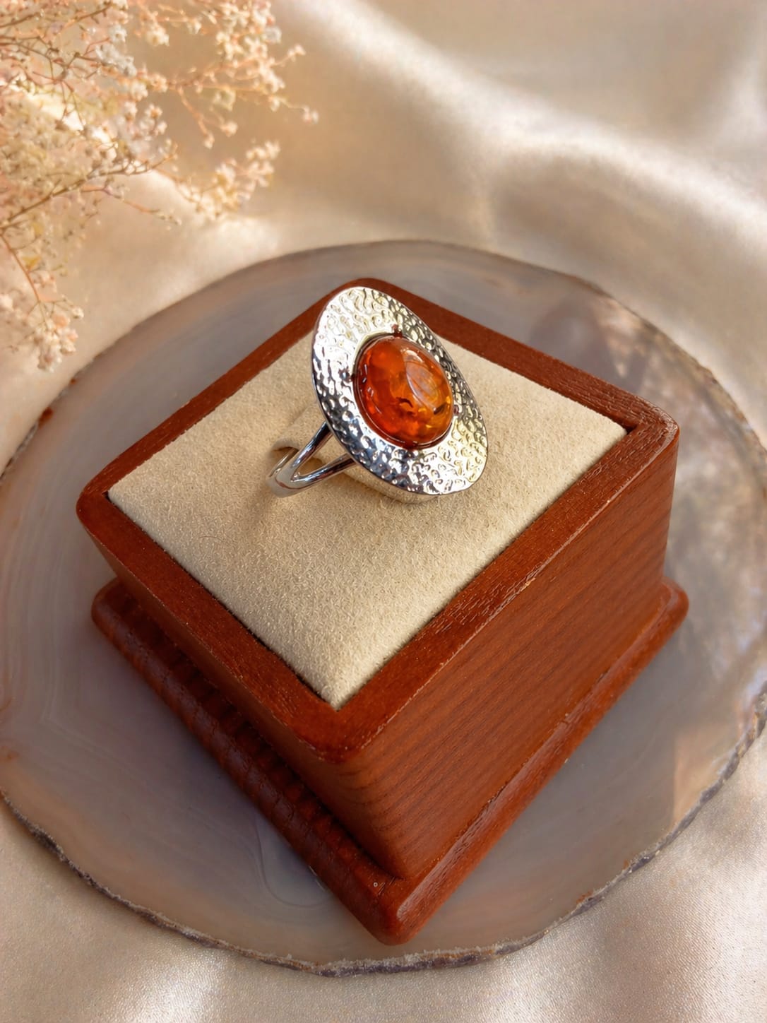 Anello in Argento 925 con Ambra Baltica Ovale