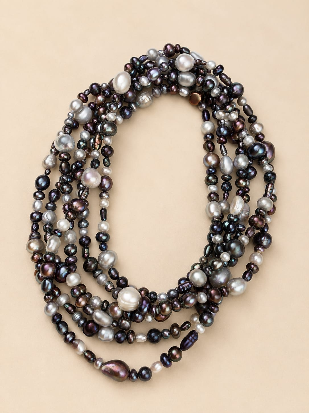 Collana Lunga 180 cm in Perle di Fiume Multicolore – Perle Naturali Irregolari