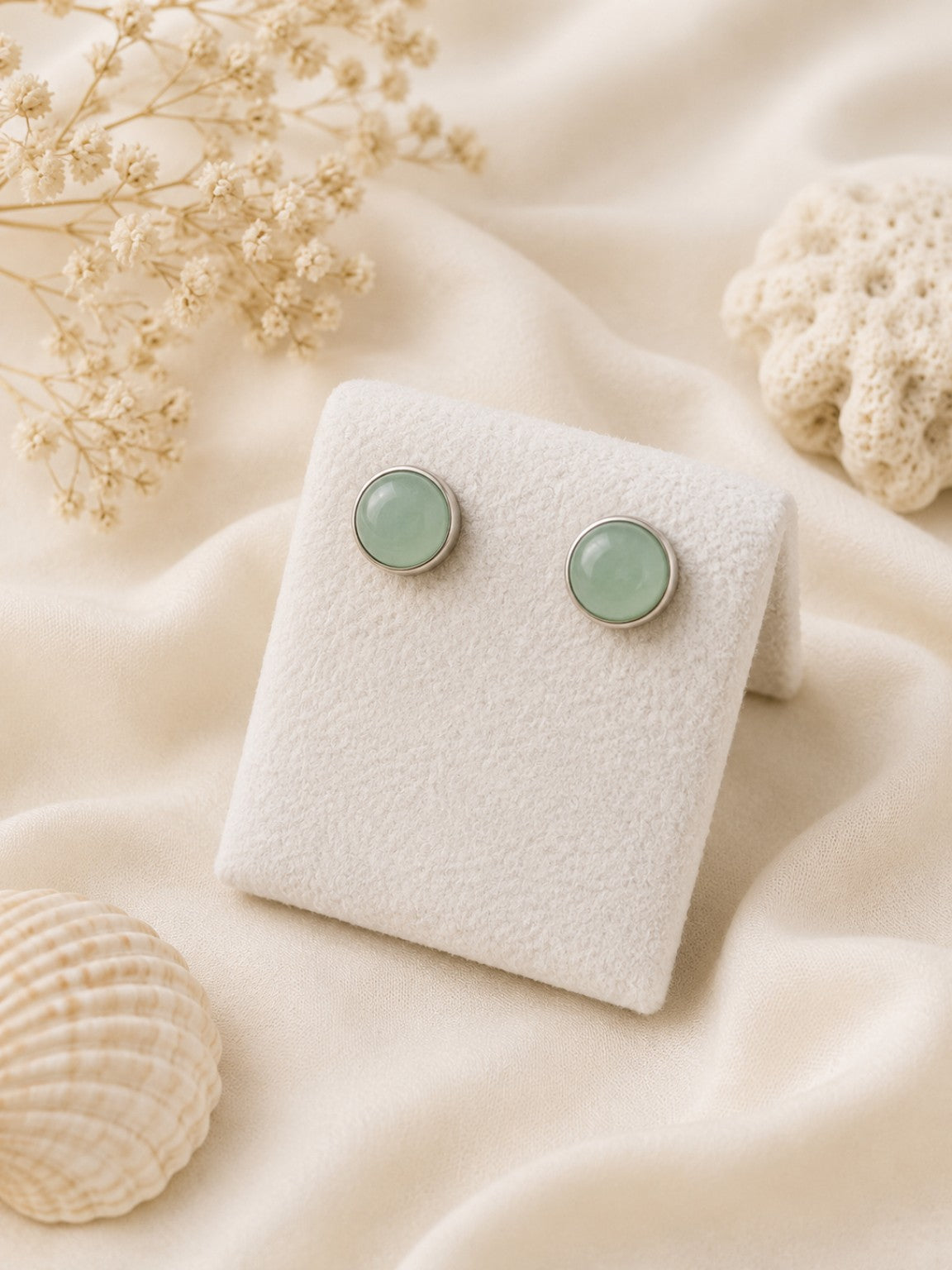 Orecchini Birichini in Avventurina Verde – Argento 925 – Pietra Naturale 8 mm