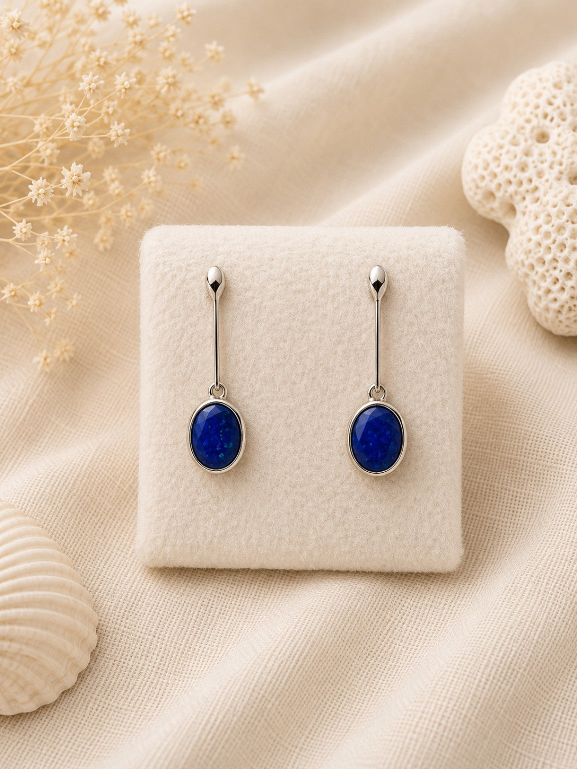 Orecchini pendenti Biricchini in Argento 925 con Opale Blu