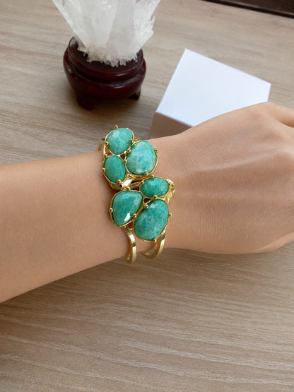 Bracelet rigide Amazonite Turquoise – Pierres naturelles facettées