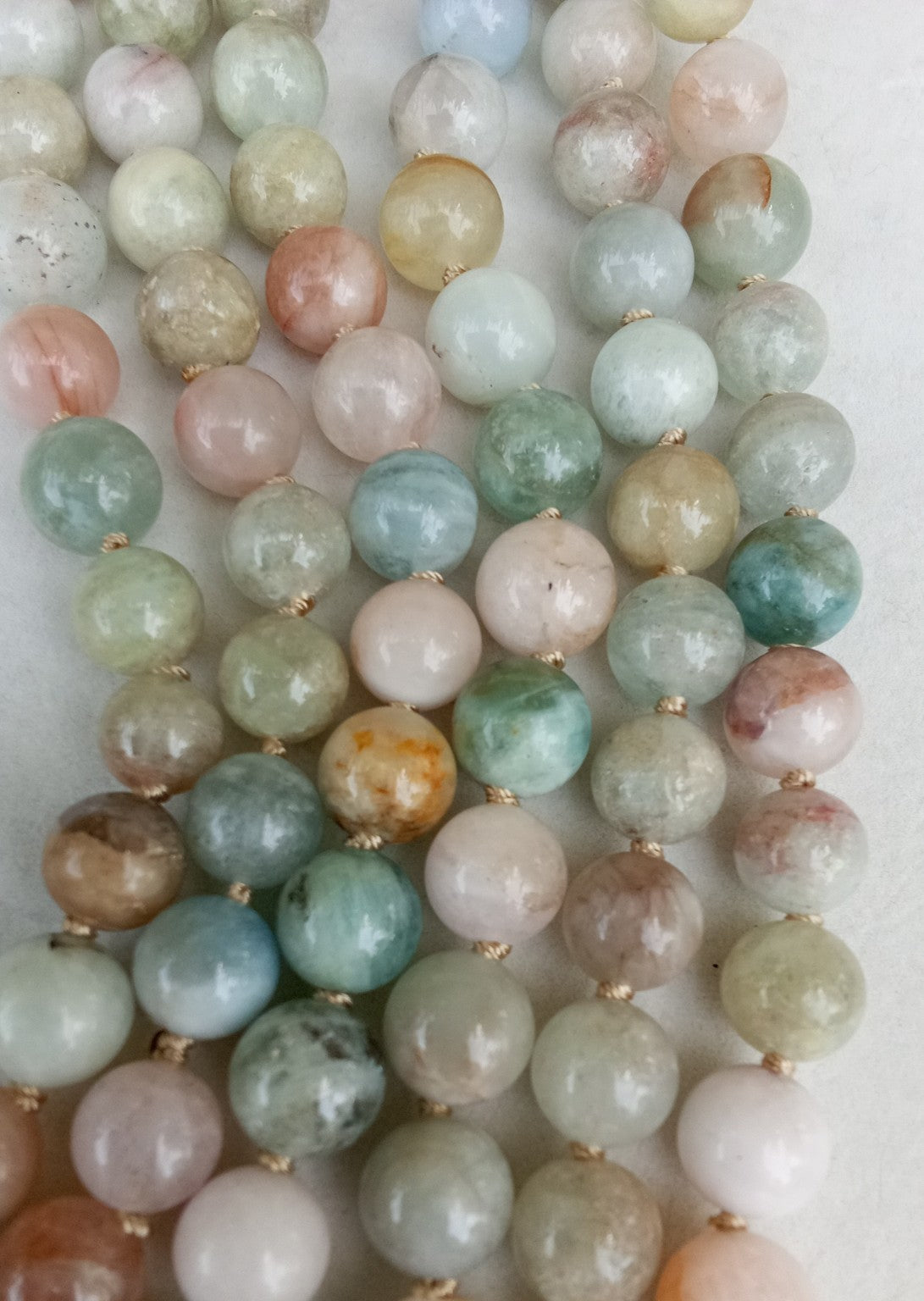 Collana Lunga 120 cm in Acquamarina, Berillo e Morganite