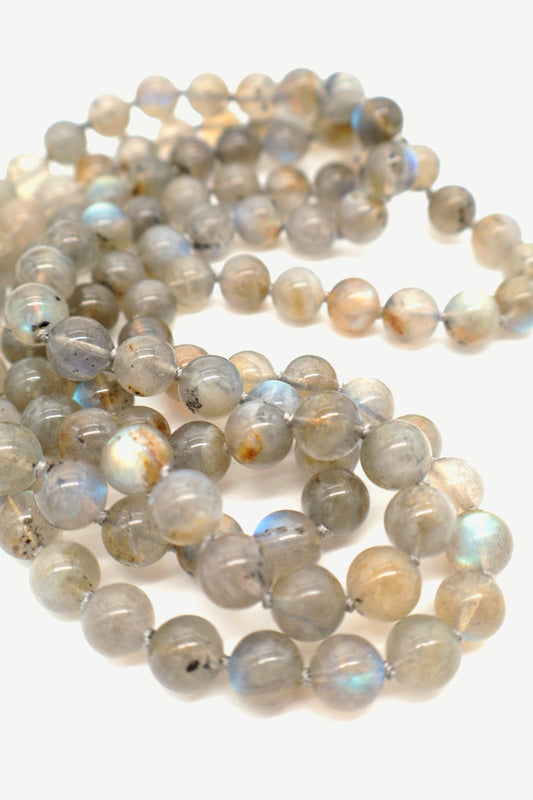 Collana lunga in Labradorite naturale – 120 cm