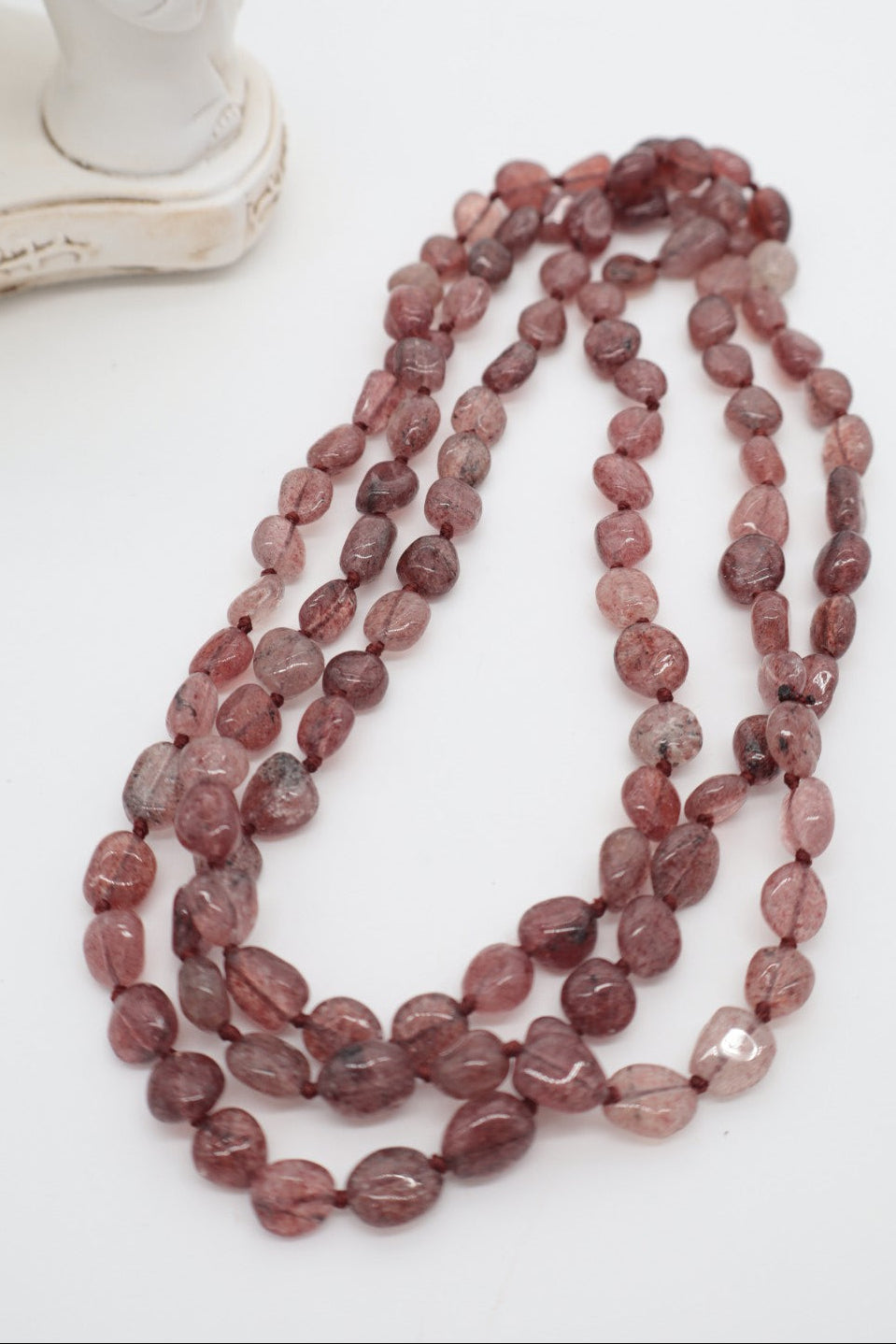 Collana Lunga Quarzo Rosa Fragola Essential – 120 cm