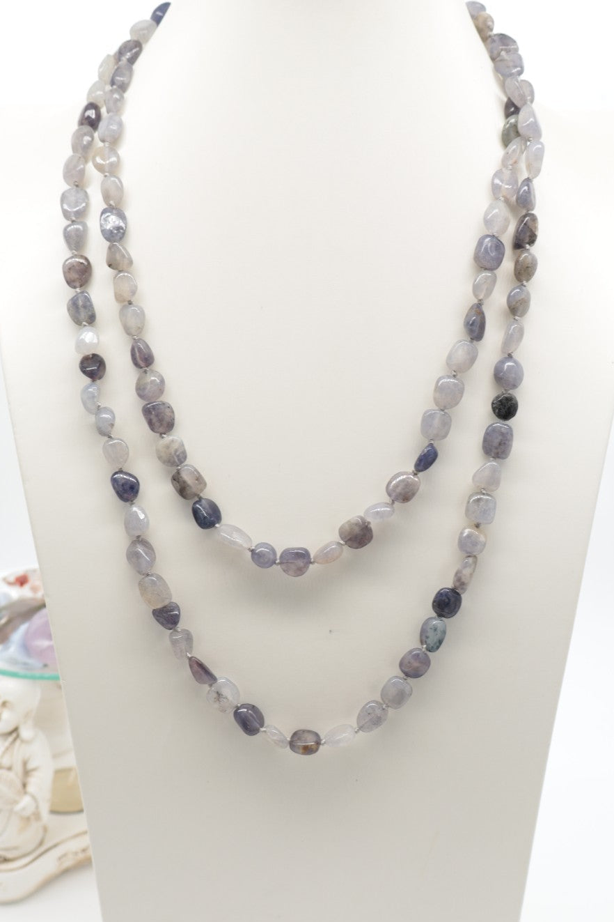 Collana Lunga Labradorite Grigia Essential – 120 cm