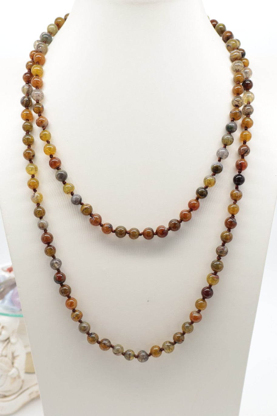 Collana Lunga Agata Dragon Marrone Mix Essential – 120 cm