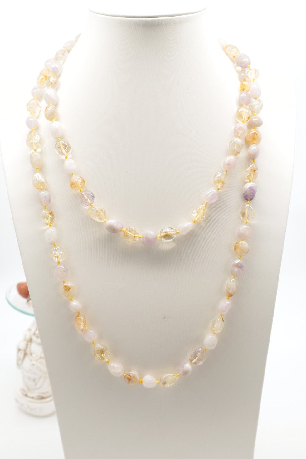 Collana Lunga Ametista Lavanda e Quarzo Citrino Essential – 120 cm