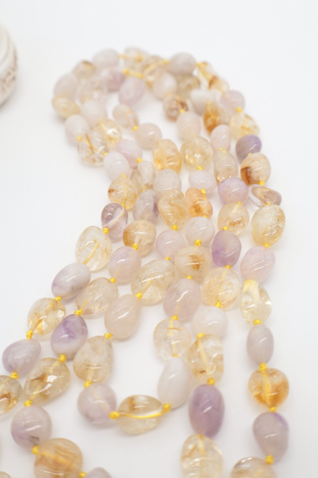 Collana Lunga Ametista Lavanda e Quarzo Citrino Essential – 120 cm