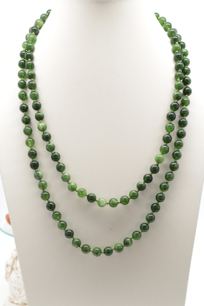 Collana Lunga in Giada Albite Naturale – 120 cm