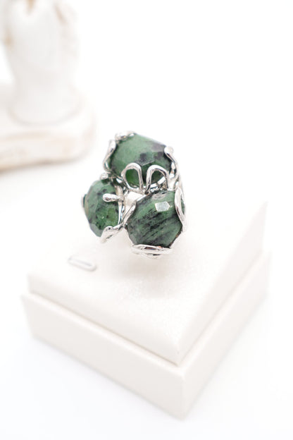 Anello Cocktail in Zoisite Verde