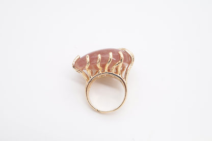 Anello Regolabile in Quarzo Rosa Fragola – Pietra a Goccia