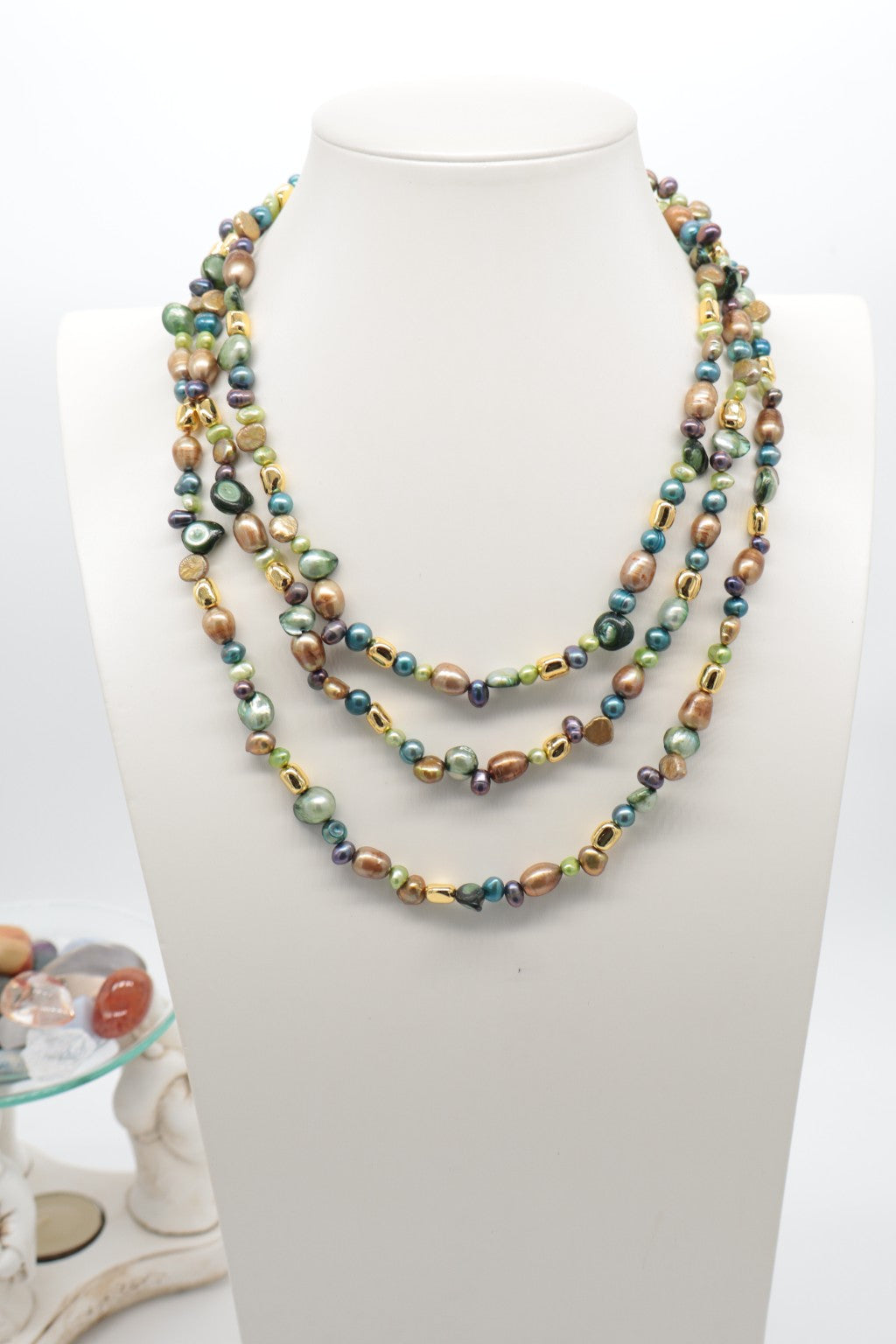 Collana Lunga 160 cm in Perle Barocche Multicolore