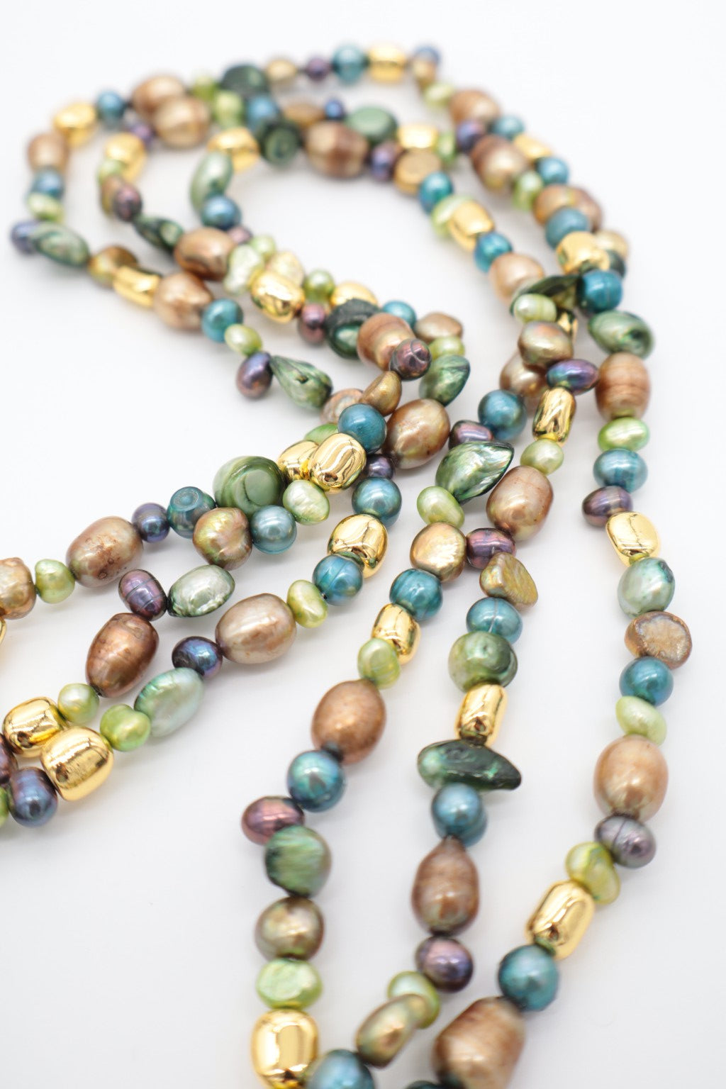 Collana Lunga 160 cm in Perle Barocche Multicolore