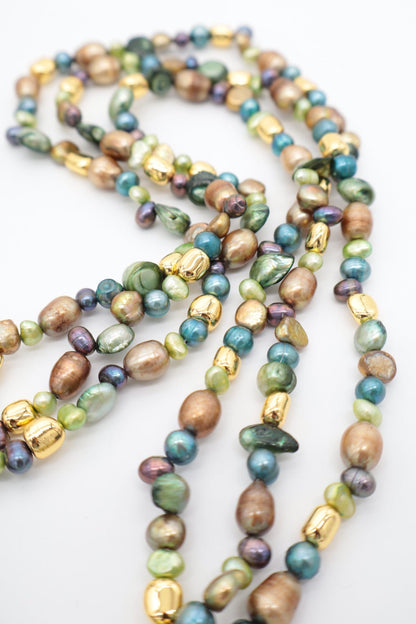 Collana Lunga 160 cm in Perle Barocche Multicolore