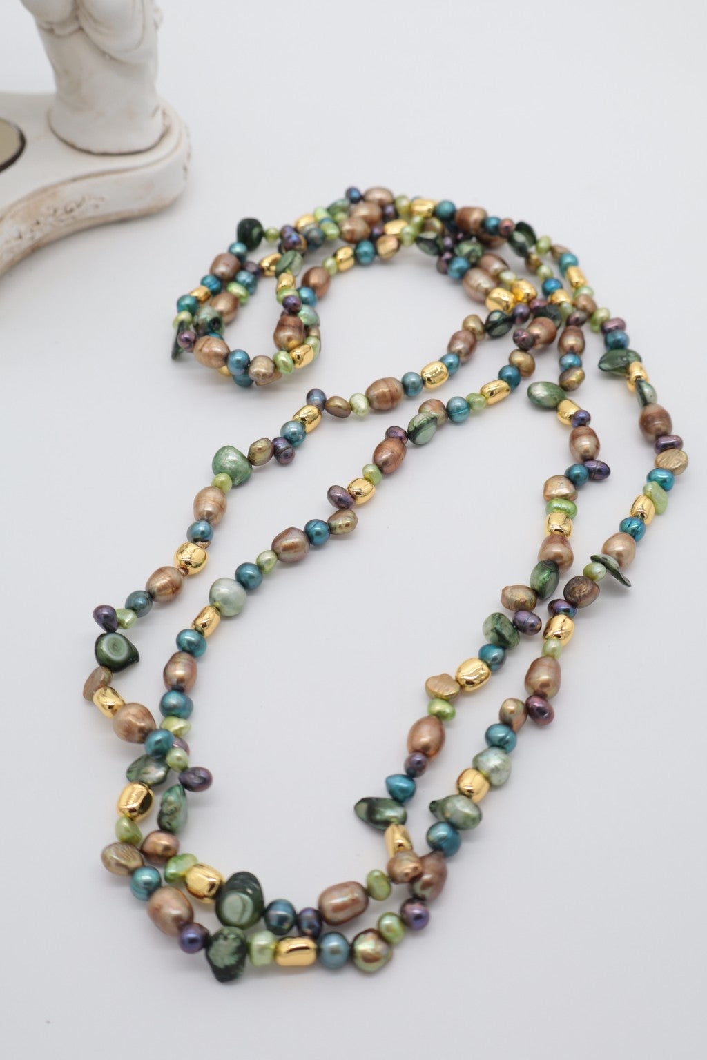 Collana Lunga 160 cm in Perle Barocche Multicolore