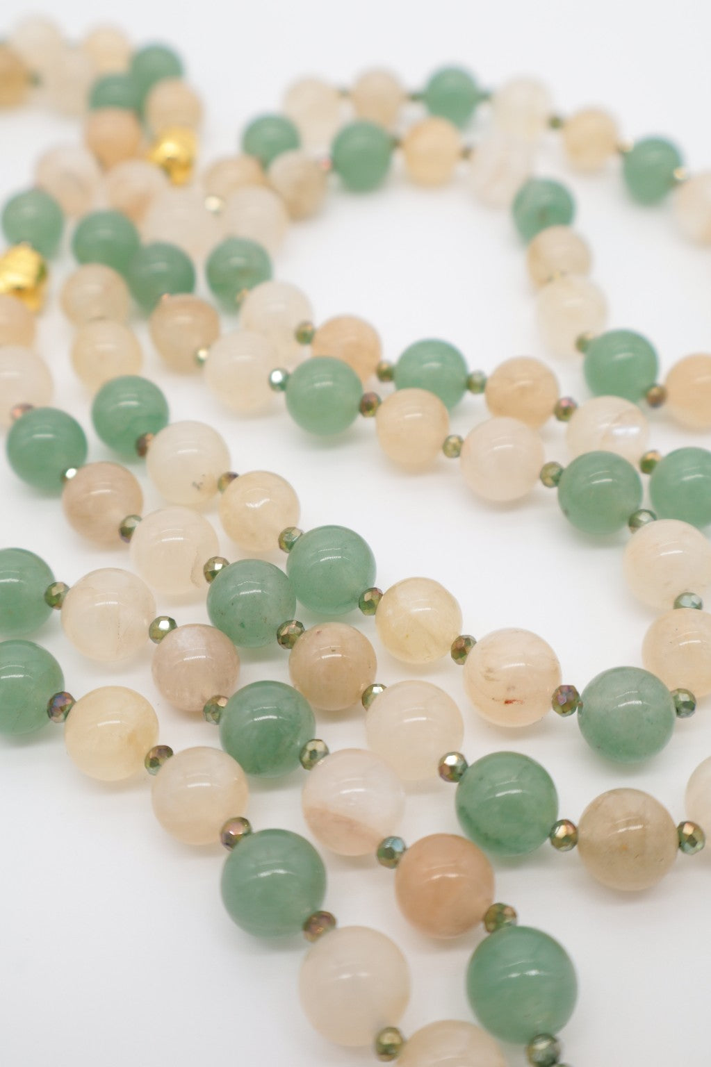 Mala Upekṣā – Pietra di Luna e Avventurina Verde | 108 grani