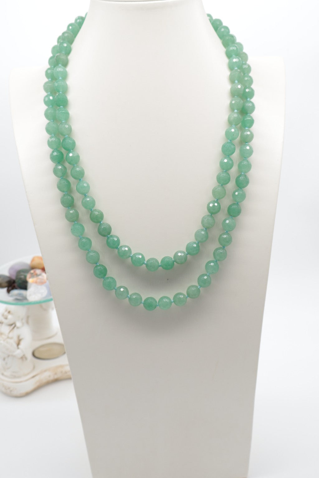 Collana Lunga 120 cm in Avventurina Verde Sfaccettata