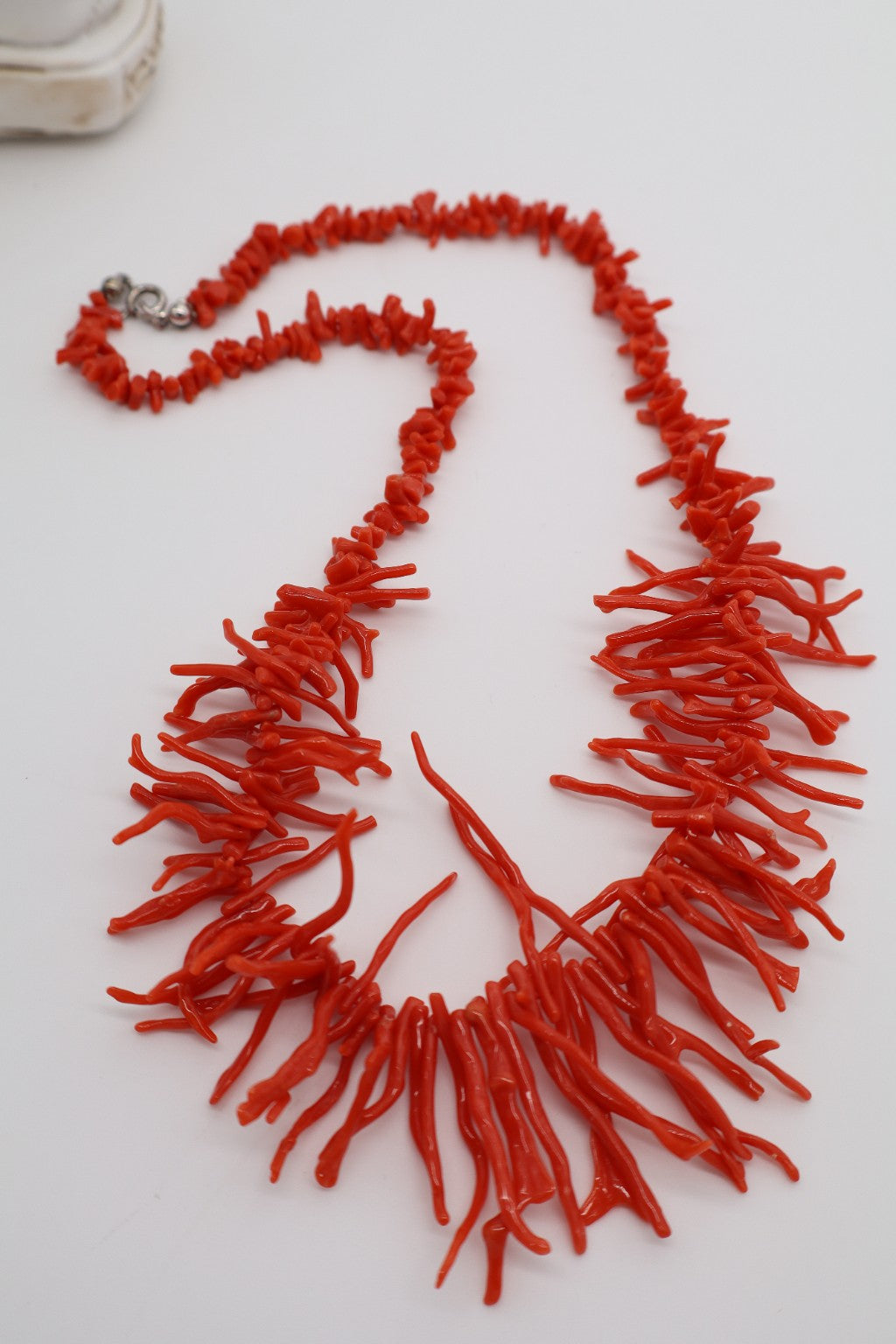 Collana Girocollo in Corallo Naturale Rosso con Chiusura in Argento 925