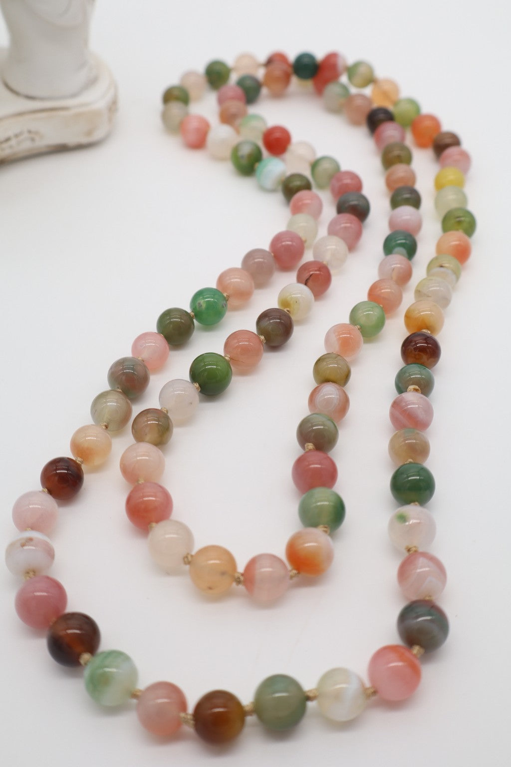 Collana Lunga in Agata Floreale 10 mm – 120 cm