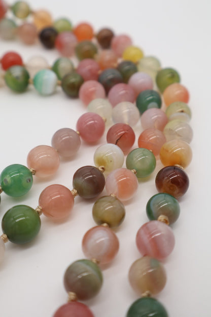 Collana Lunga in Agata Floreale 10 mm – 120 cm