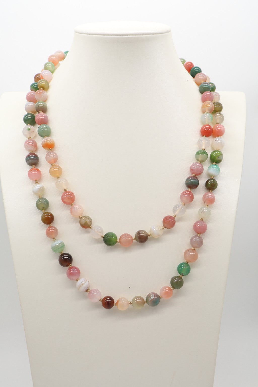 Collana Lunga in Agata Floreale 10 mm – 120 cm