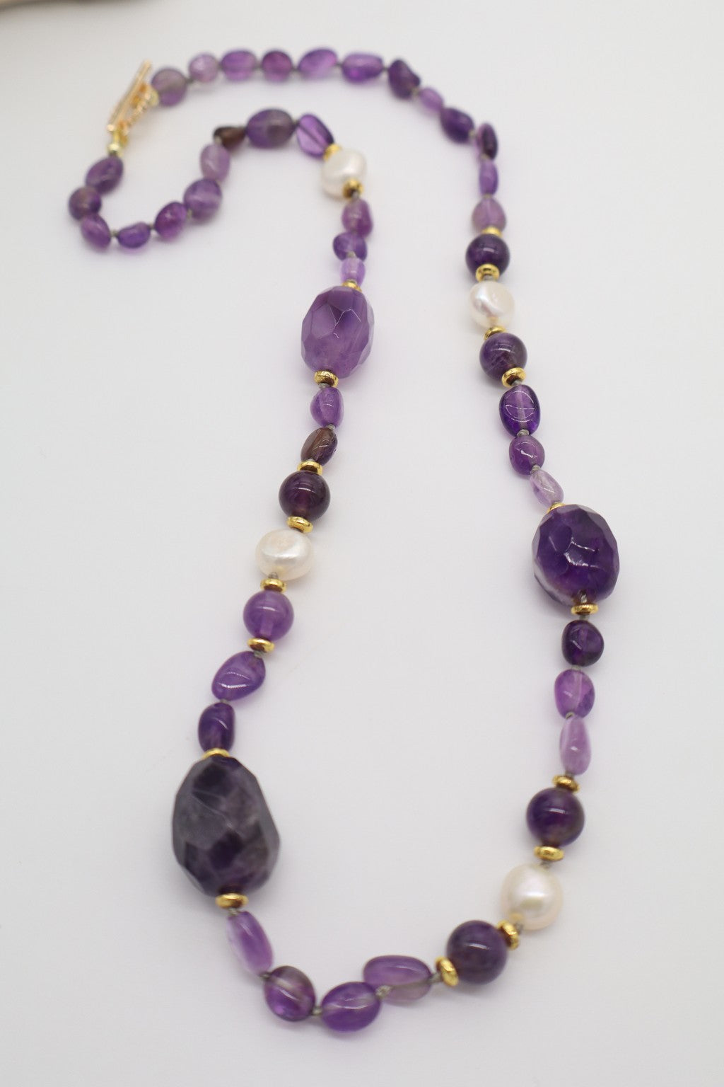 COLLANA GIROCOLLO IN AMETISTA E PERLE DI FIUME