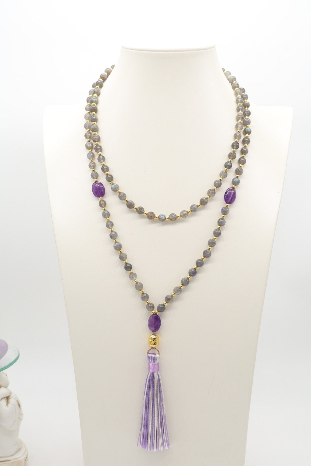 Mala 108 grani in Labradorite e Ametista