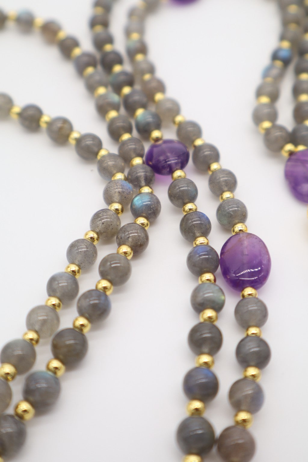 Mala 108 grani in Labradorite e Ametista
