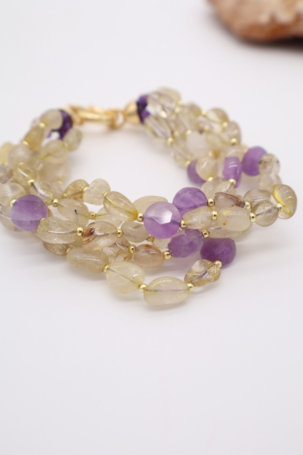 Bracciale Multifilo in Quarzo, Citrino e Ametista