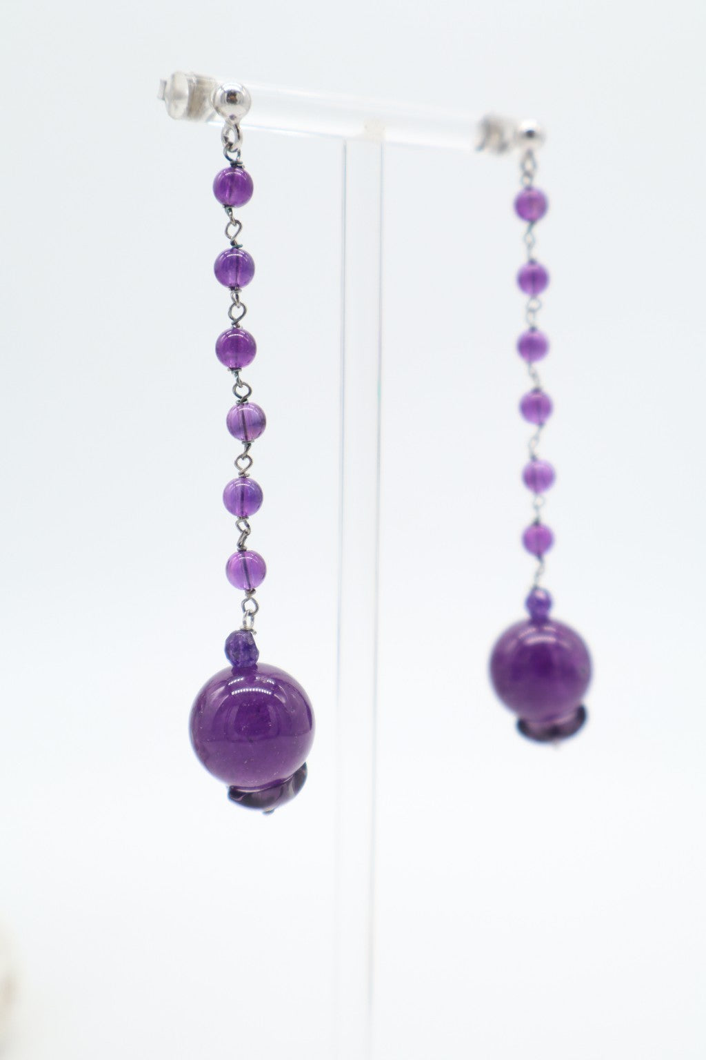 Orecchini Pendenti in Argento 925 con Giada Viola – 8 cm