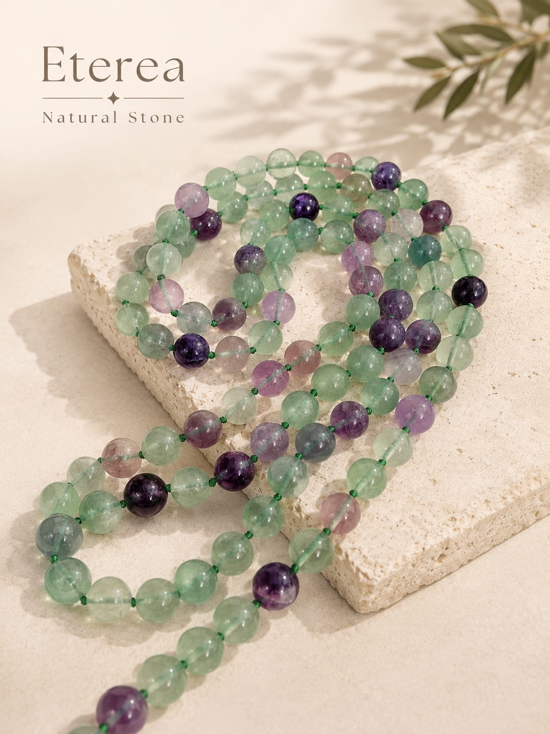 Collana Lunga Fluorite Verde e Viola 120 cm – Pietre Naturali