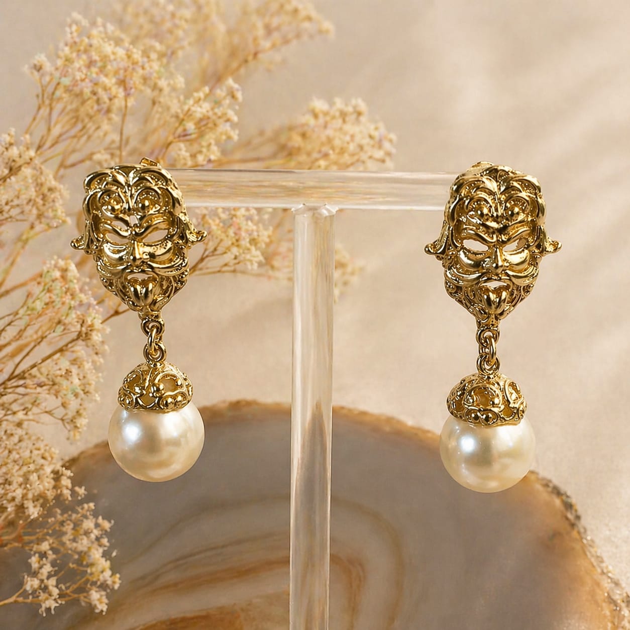 Orecchini in argento 925 placcato oro con perle naturali – Eleganza senza tempo