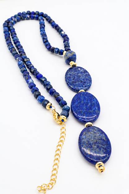 Collana Girocollo in Lapislazzuli Naturali con Pendenti Ovalizzati | Eterea Natural Stone