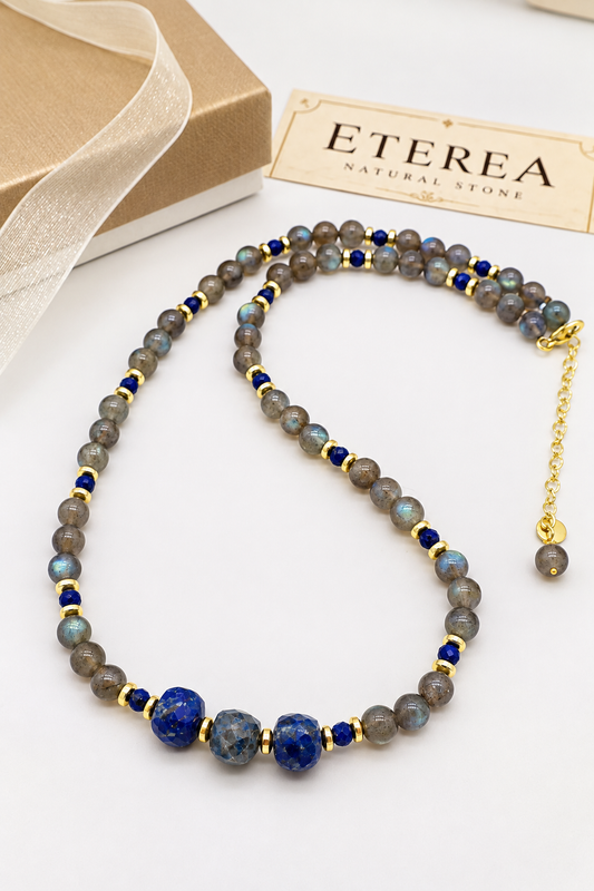𝑪ollana Girocollo in Labradorite e Lapislazzuli 45 cm — 𝑺ibilla