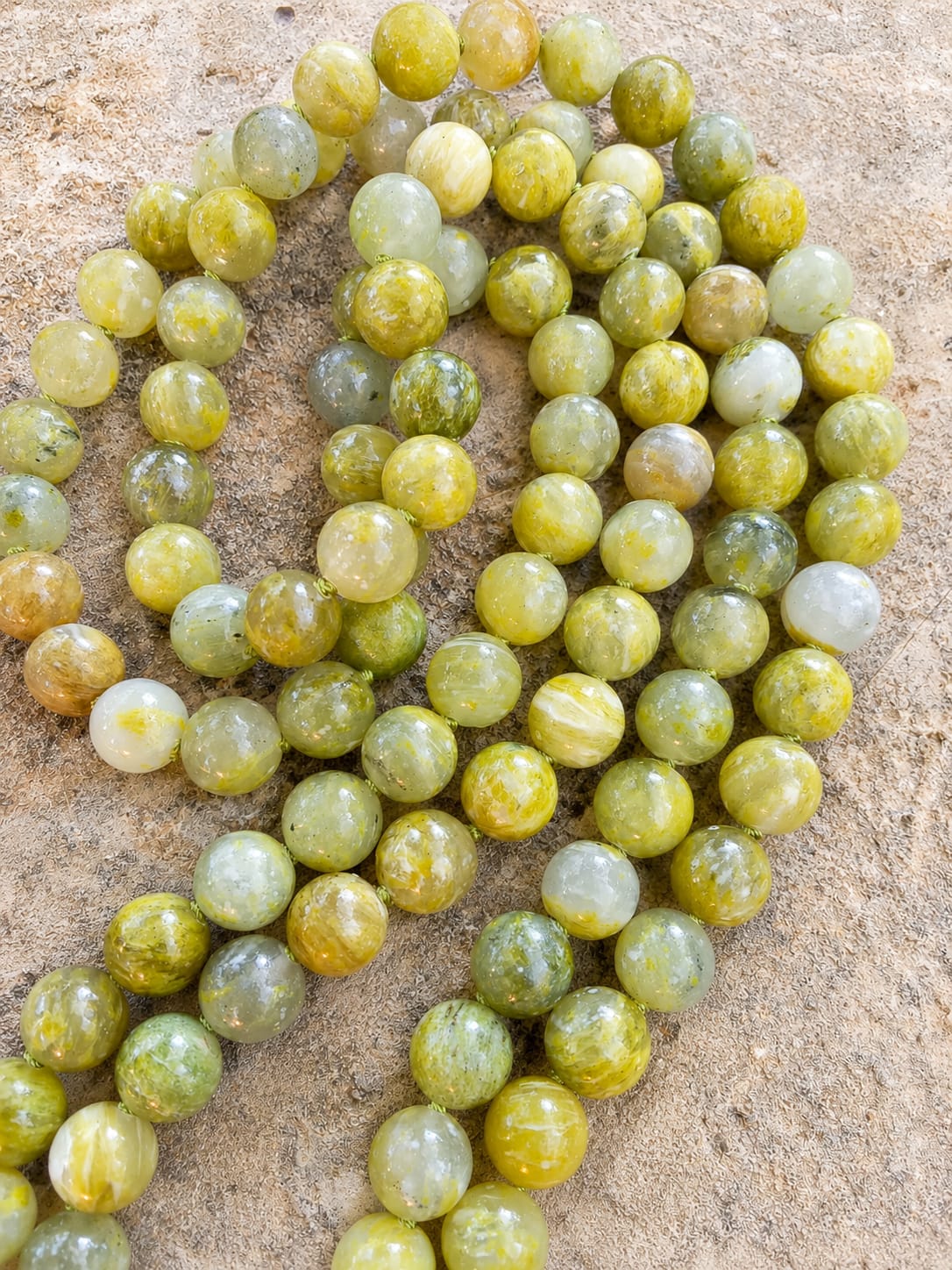 Collana Lunga Annodata in Quarzo Lemon Mediterraneo 120 cm